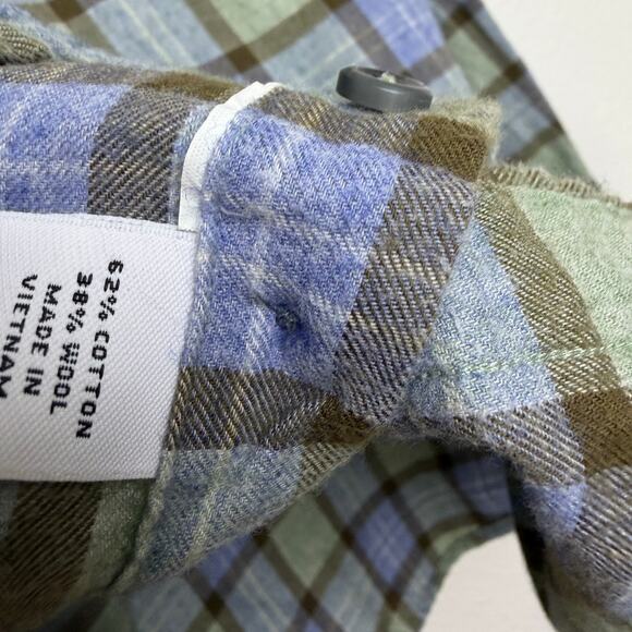 Proper Cloth Shirt Mens M? Blue Green Check Long Sleeve Wool Blend Casual Soft - Picture 10 of 10